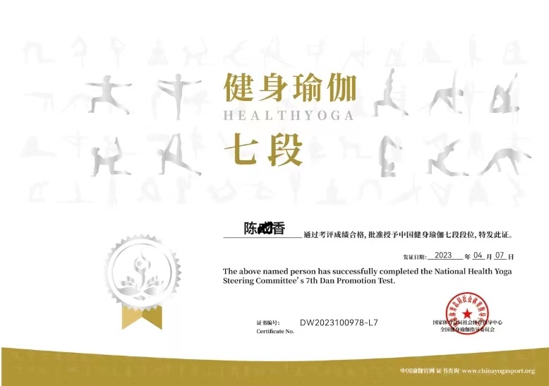 祝贺福建15位瑜伽老师获得健身瑜伽七段段位
